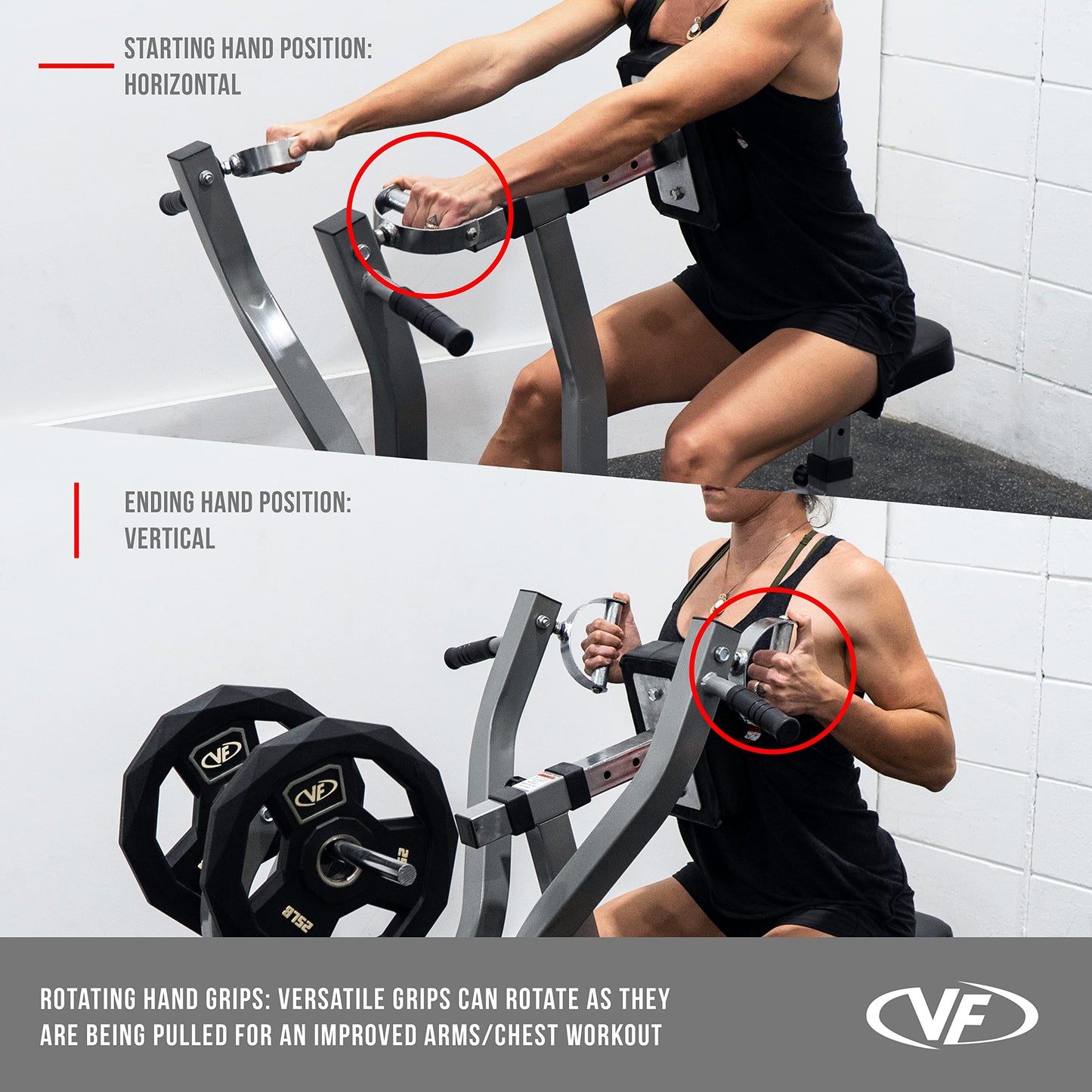 Valor Fitness Seated Row Machine – Plate Loaded with Converging Arms & Multi-Grip Handles, 400 lb Capacity, 2" Plate Adapters for Back & Chest Strength Training Home Gym Equipment