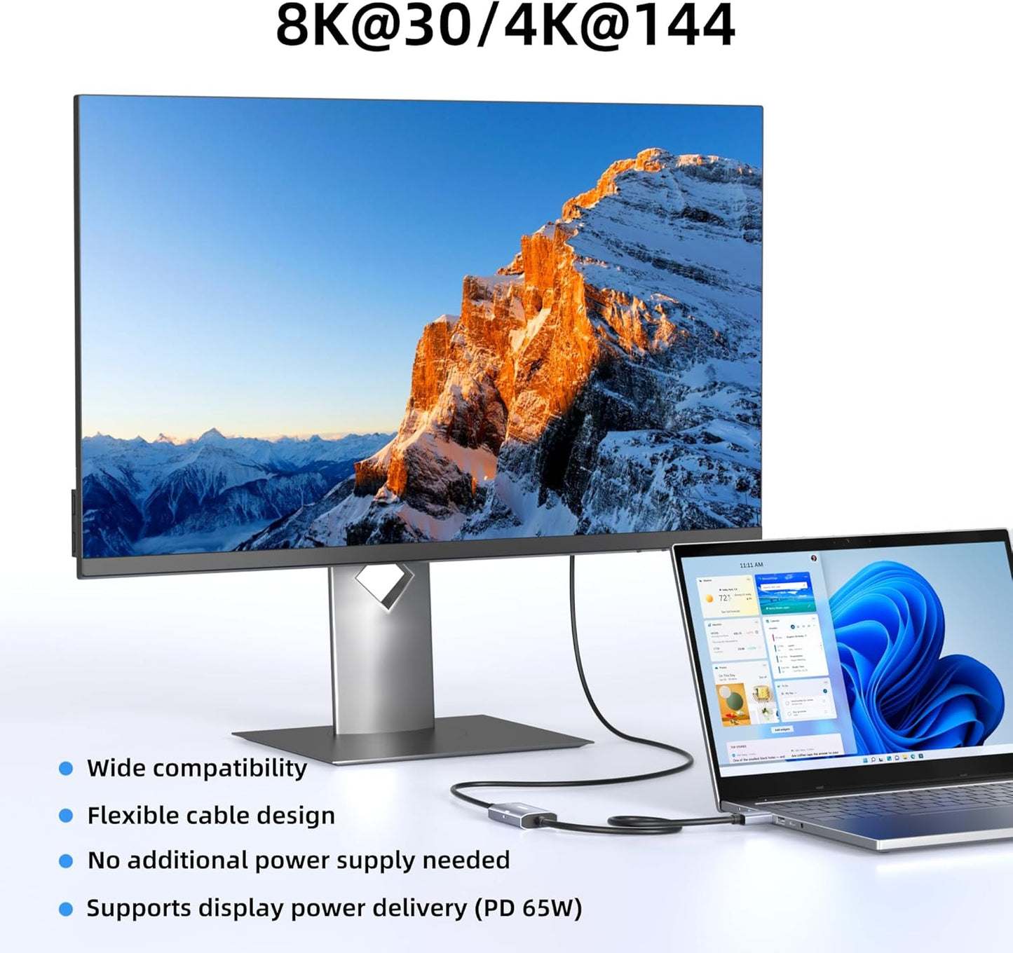 Maqze 8K@30Hz 2.1 4K@144Hz, 0.5m 65W PS5, HDMI to USB-C Adapter, Graphene Cable with PD Charging,HDMI Male to Type-C