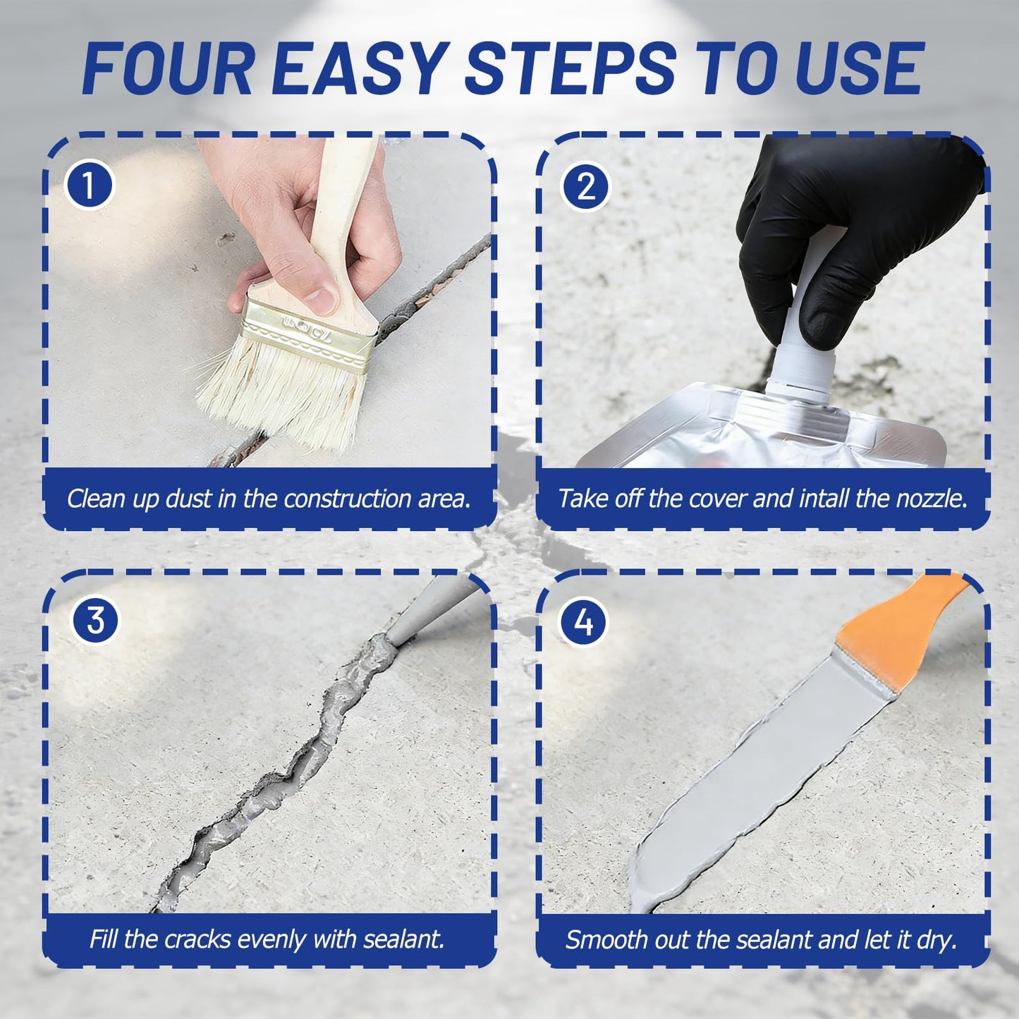 Concrete Crack Filler, 84oz Grey High Elasticity Self Leveling Cement Caulking Glue, Quick Drying Waterproof Sealant for Driveways, Walkways, Indoor and Outdoor Weather Resistant Concrete Joint Repair