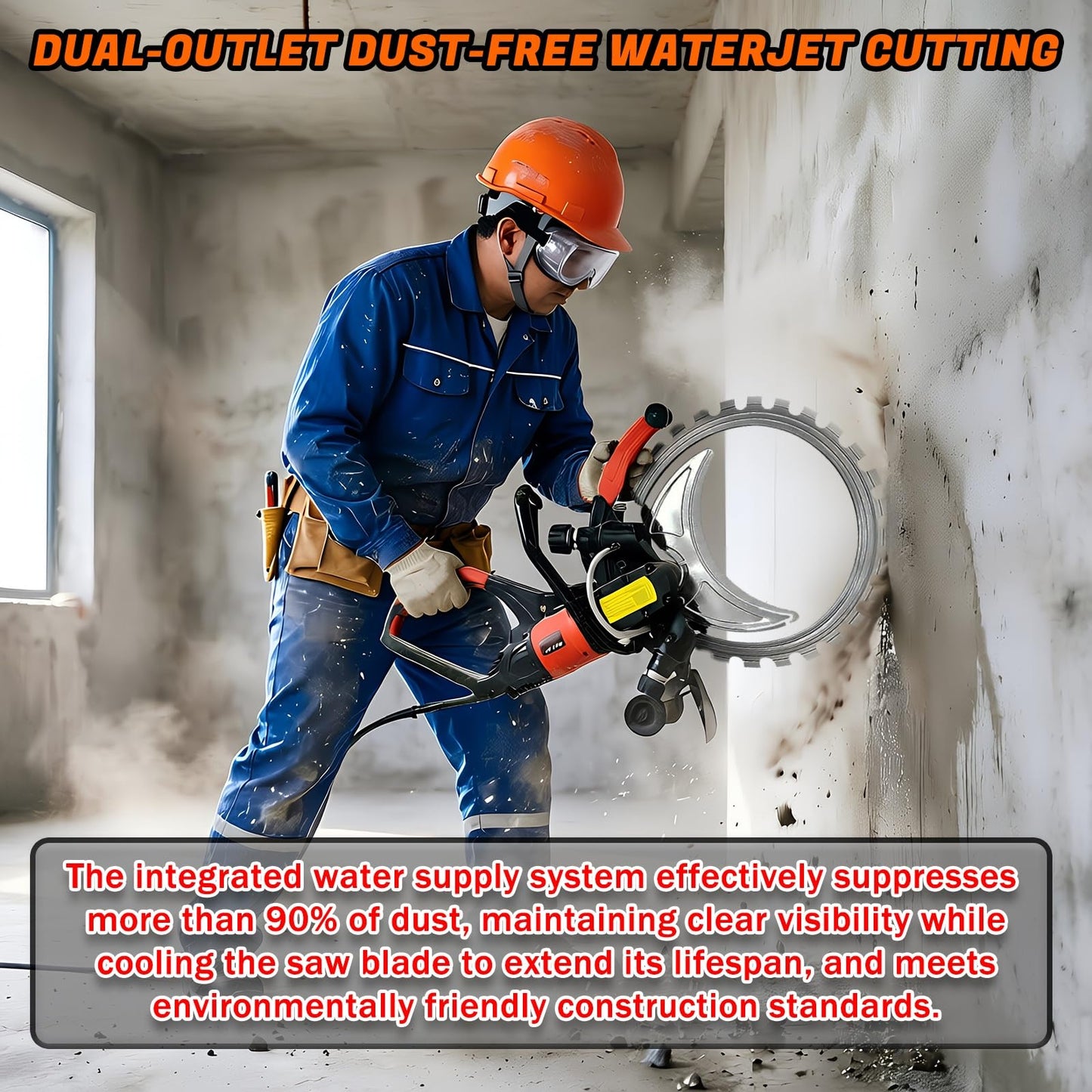 16" Concrete Ring Saw, 9500W Toroidal Electric Concrete Saw Cutting Machine, Wet Cutting System, Max Cutting Depth 11.8" Electric Ring Cutter For Brick, Concrete, Marble And Rebar(9500W)