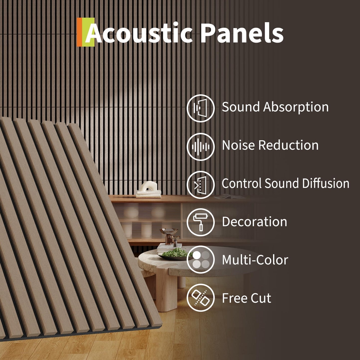 Sound Panels,8-Pack Wood Acoustic Wall Panels, 23.6x23.6 Inch,Sound Absorbing Tiles for Noise Reduction - Decorative Wall Covering for Home Theater, Studio, Office, Bedroom & Living Room Decor (31 Sq