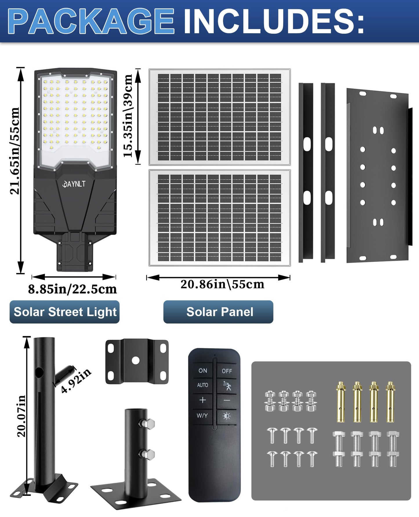 JAYNLT X-18000W Solar Street Lights Outdoor, 6500K Ultra-Large Parking Lot Lights Commercial Dusk to Dawn,IP67 Waterproof Solar Power Flood Security Lamps for Playground,Garage