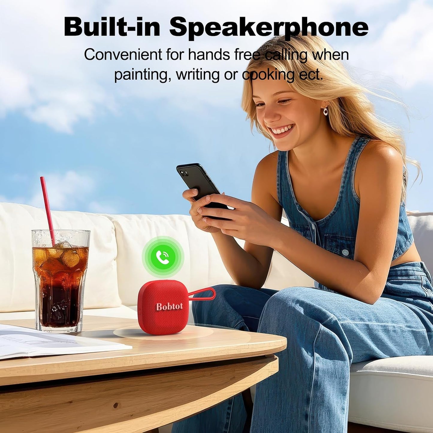 Bobtot IPX7 16H Portable Bluetooth Speakers, Wireless Waterproof Mini Speaker with Playtime, Loud Stereo Sound, TWS