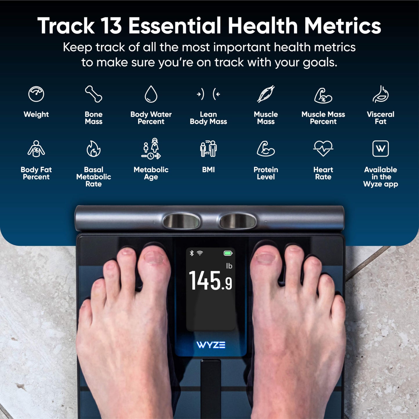 Wyze Smart Scale Ultra BodyScan with Handle – Wi-Fi & Bluetooth Body Composition Scale for Weight, BMI, Body Fat, Muscle Mass, and Segmental Measurement, 400 lbs, Black