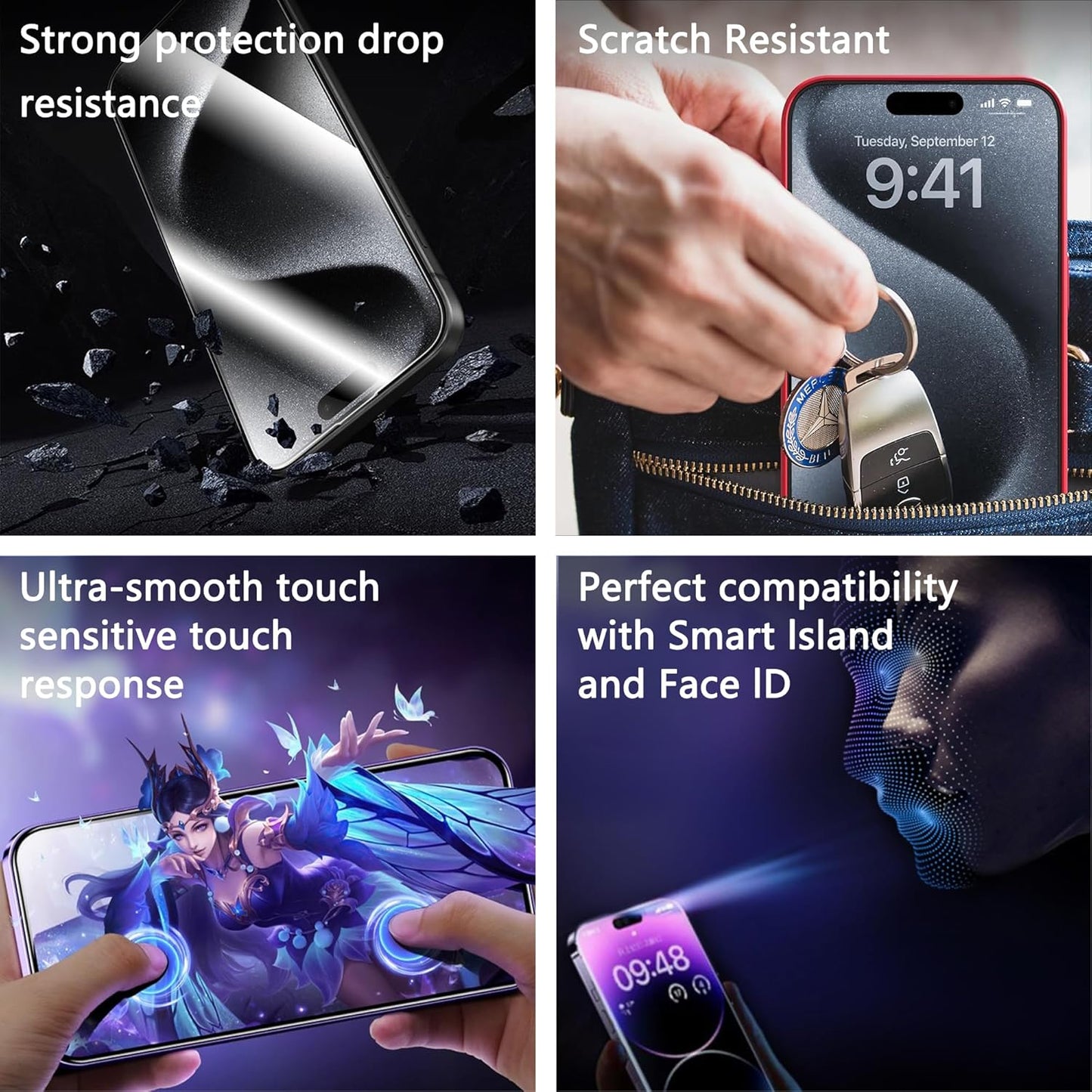 CHRYSHA 2-Pack 11 6.1-Inch, Screen Protector Tempered Glass for iPhone and iPhone XR Auto Dust Removal, No Bubbles