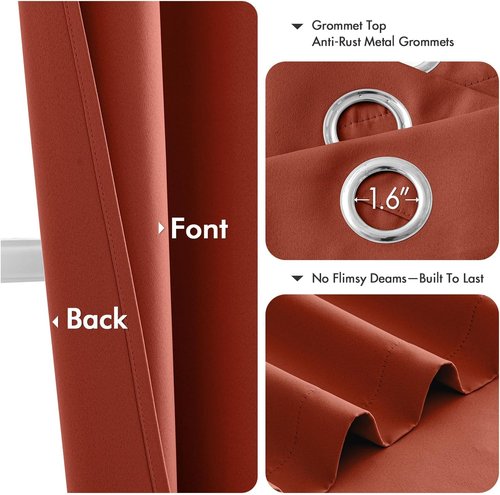 MIULEE Burnt Orange Blackout Curtains - Thermal Insulated Room Darkening Drapes | 96 Inches Long, 2 Panels