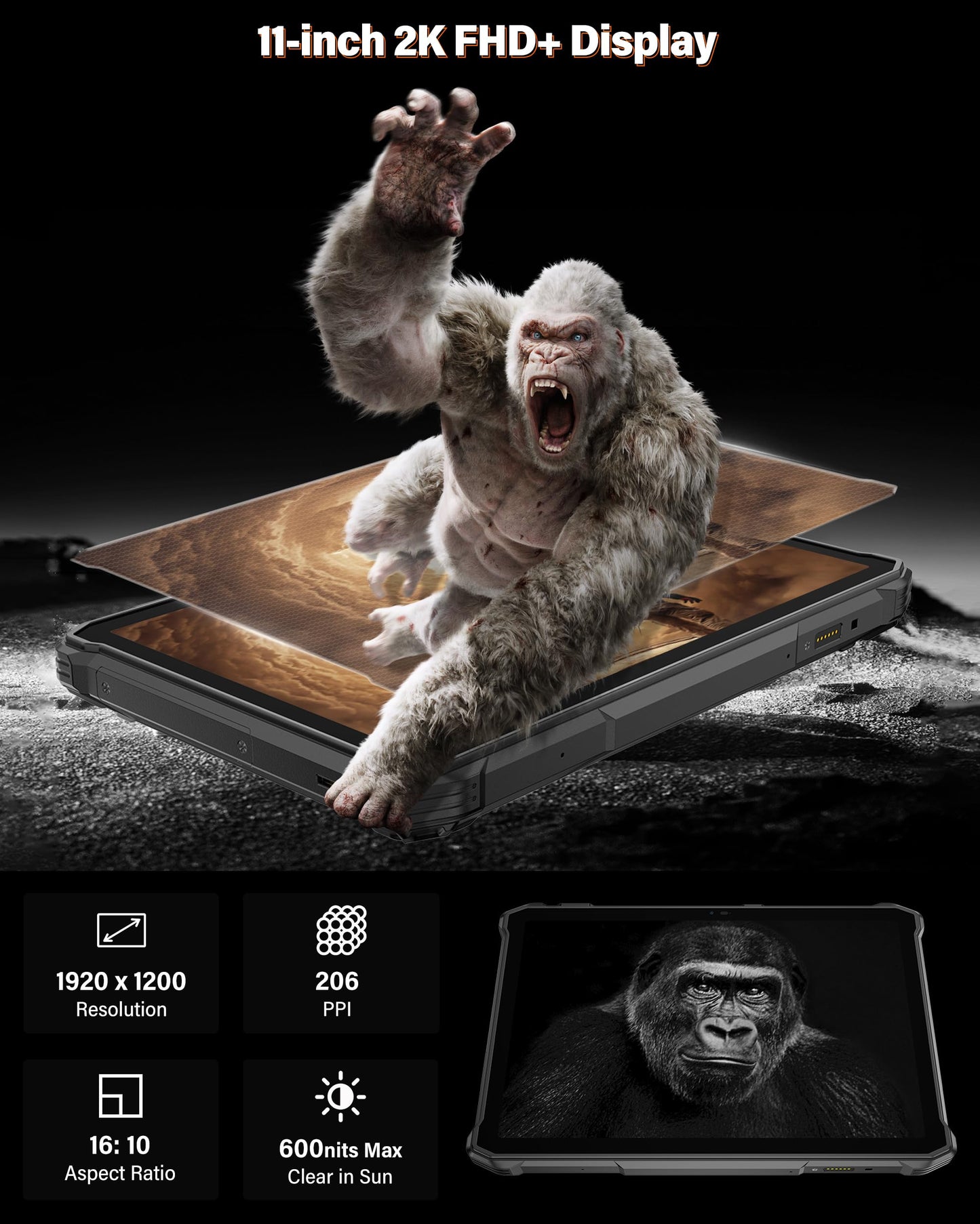 Ulefone Armor Pad 5 Pro 5G Rugged Tablet, Dimensity 7400X 32GB+512GB/2TB Expansion Android 15, 24200mAh(120W), 11" FHD+ Screen, IP68/69K, 64MP+64MP, 32MP, Dual LED Lights/Warning Lights, Widevine L1