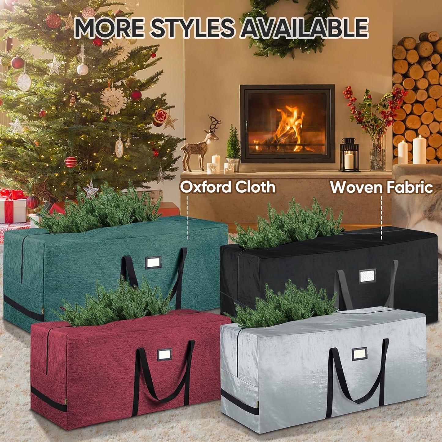 BALEINE Christmas Tree Storage Bag - Heavy Duty Extra Large with Reinforced Handles & Dual Zippers | 7.5 ft Transparent