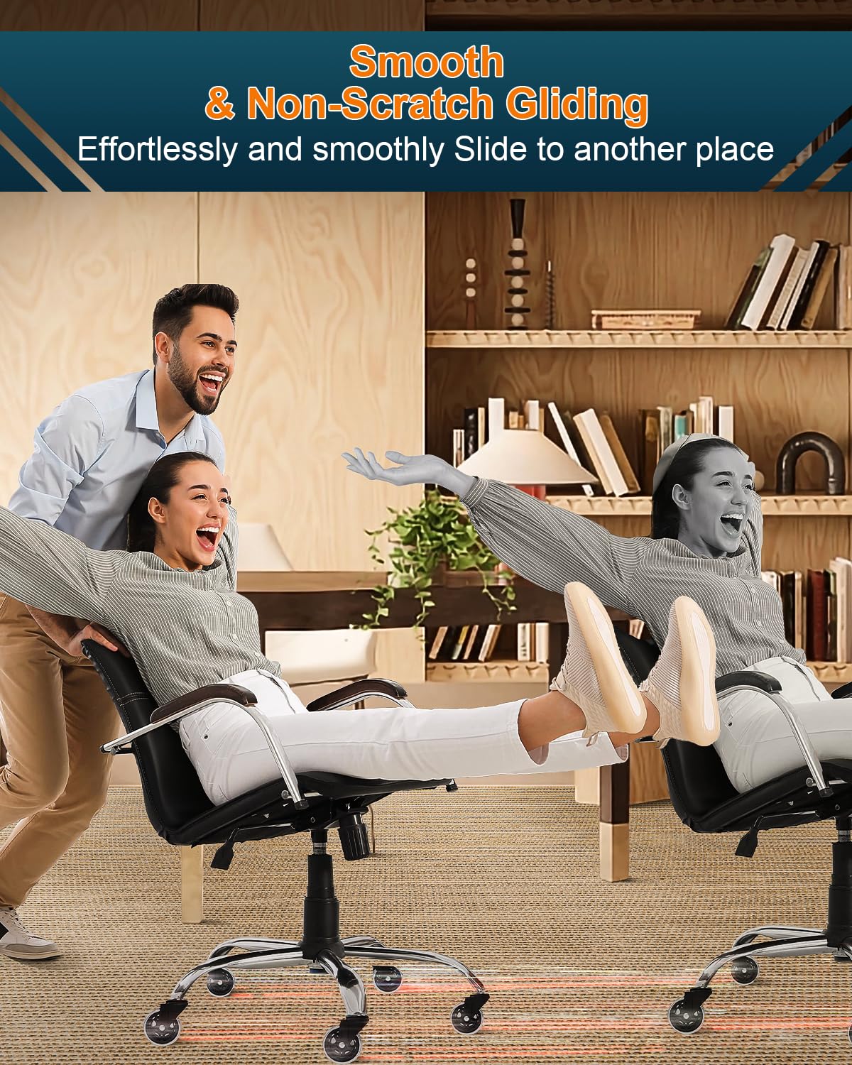RidRed Office Chair Wheels - Heavy-Duty 3-Inch Rubber Casters | Universal Fit, Noise-Free, Perfect for All Floors (Set of 5)