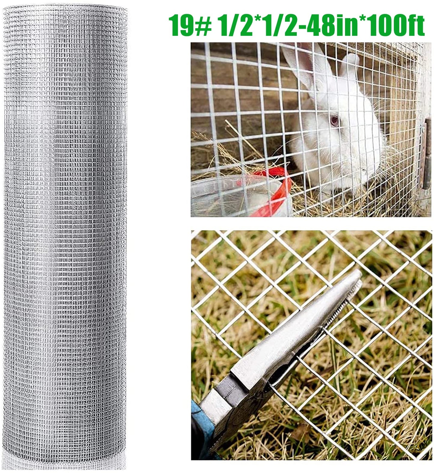 Gareinwuds Hardware Cloth for Chicken Wire Fencing-1/4in Mesh AWG 23 Gauge 36in x 100ft Hot-Dip Galvanized Welded Wire Mesh Roll-Rabbit Cages, Snake Proof Fencing, Garden Protection, Poultry Netting