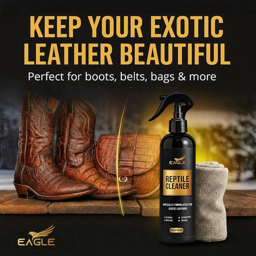 Exotic Leather Cleaner & Conditioner Spray – Cleans, Conditions & Protects Alligator, Crocodile, Snakeskin, Lizard, Ostrich & More – 8oz with Microfiber Cloth – Boots, Shoes, Bags, Belts