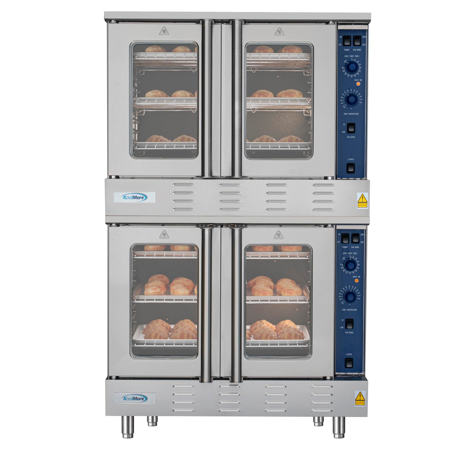 KoolMore 38 in. Full-Size Double Commercial Liquid Propane Convection Oven 108,000 BTU With Stacking And Casters in Stainless-Steel (KM-DCCO54-LPC)