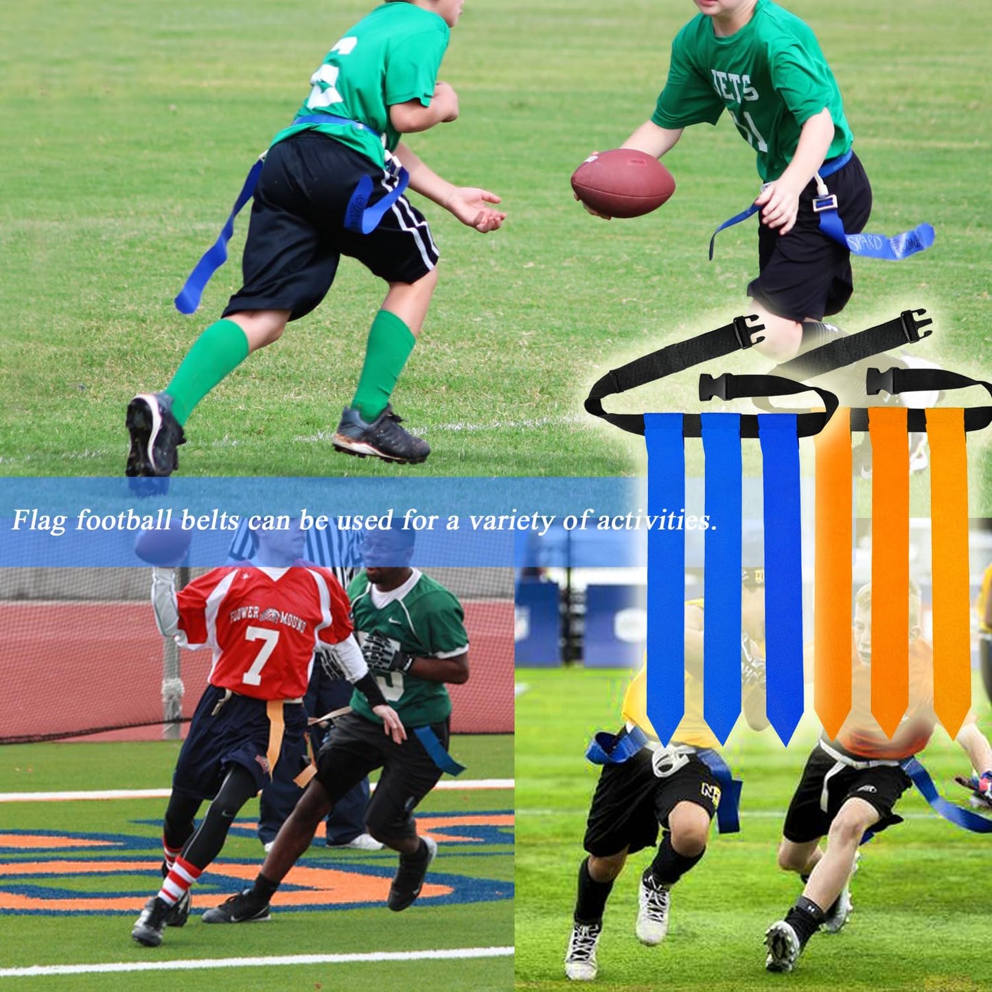 Adjustable Flag Football Belts for adult and youth, 6 Players with 18flags football flags for Family Competitions Backyard Beach Lawn Game, Outdoor Sport Training Equipment