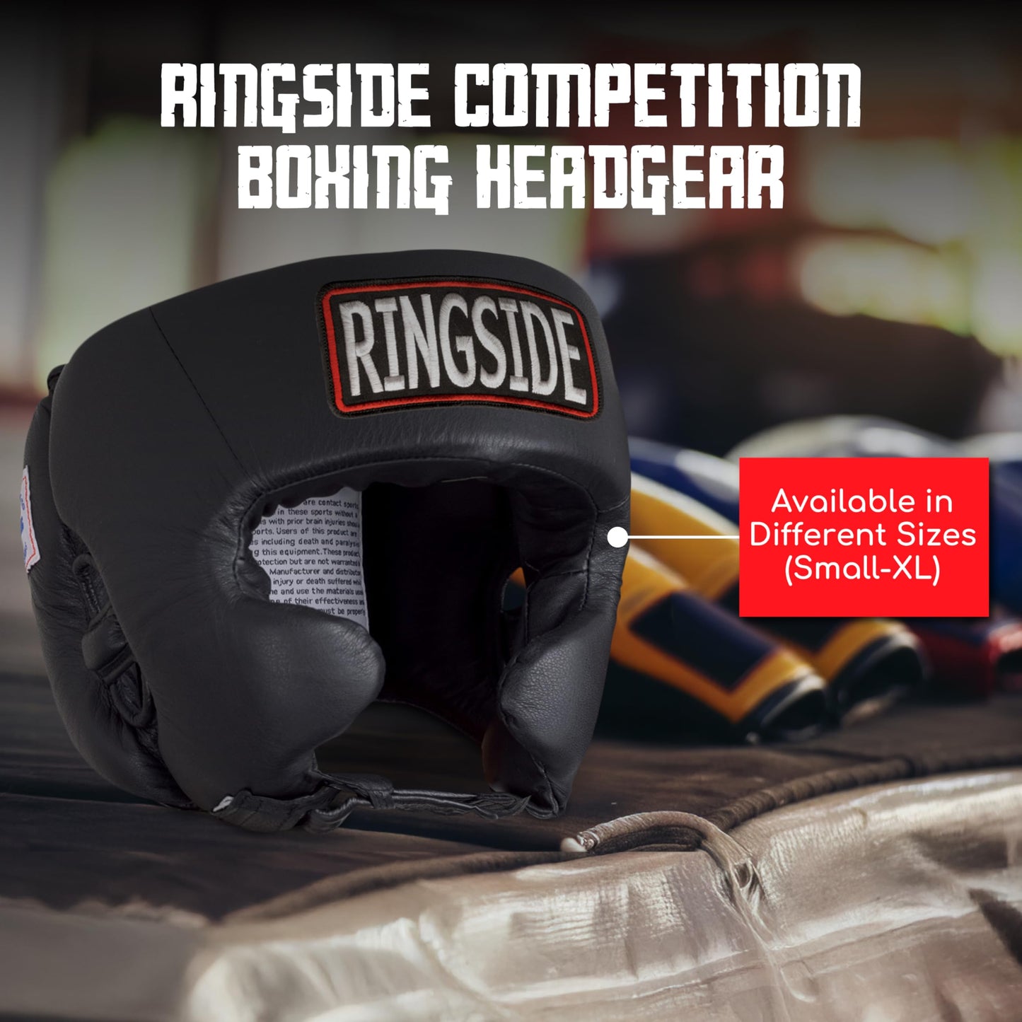 Ringside Competition Boxing Headgear, USA Boxing-Approved Leather Headgear with Cheek Protection, Great for MMA, Muay Thai, Kickboxing, and Training, Ideal for Men and Women, Black, XL