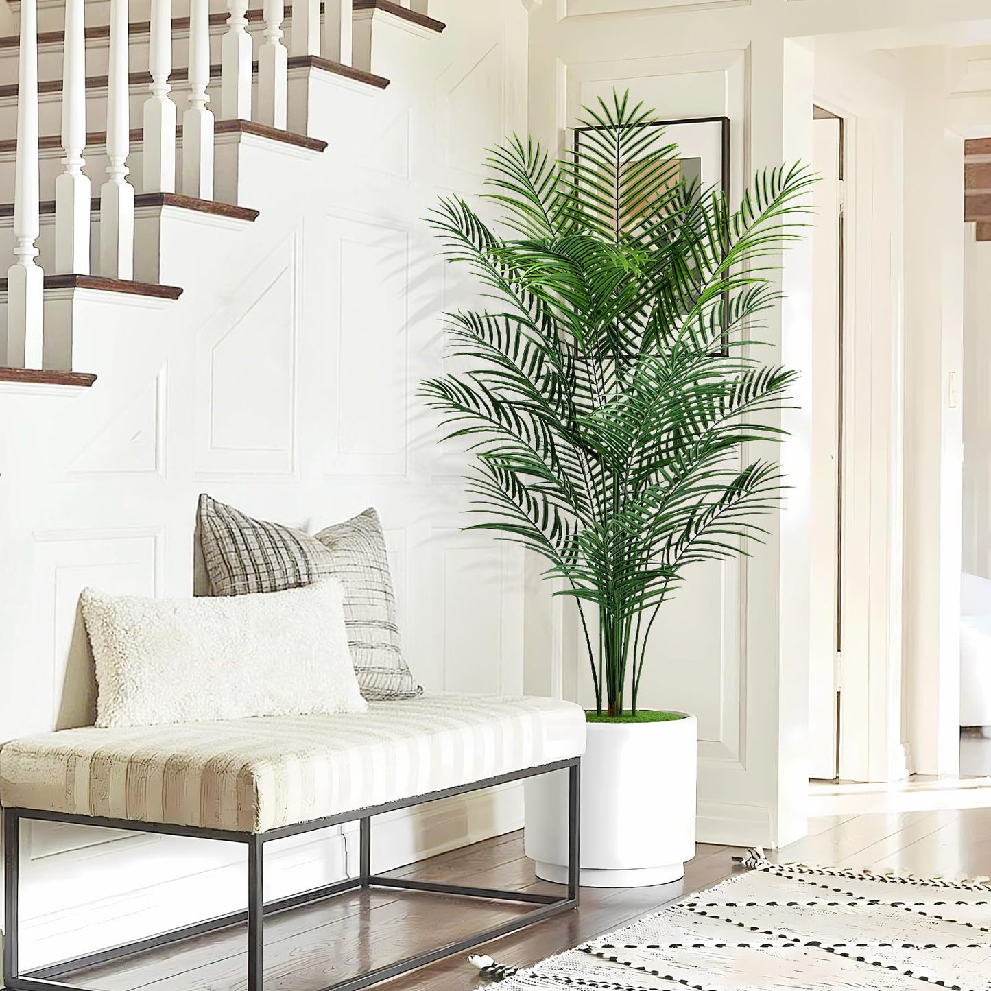 CyanGrove Artificial Palm Tree Outdoor 6ft, Large Fake Tropical Areca Palm Tree with 18 Trunks, Tall Faux Floor Plants for Indoor Outdoor-Living Rooms, Offices, Bedroom Home Decor