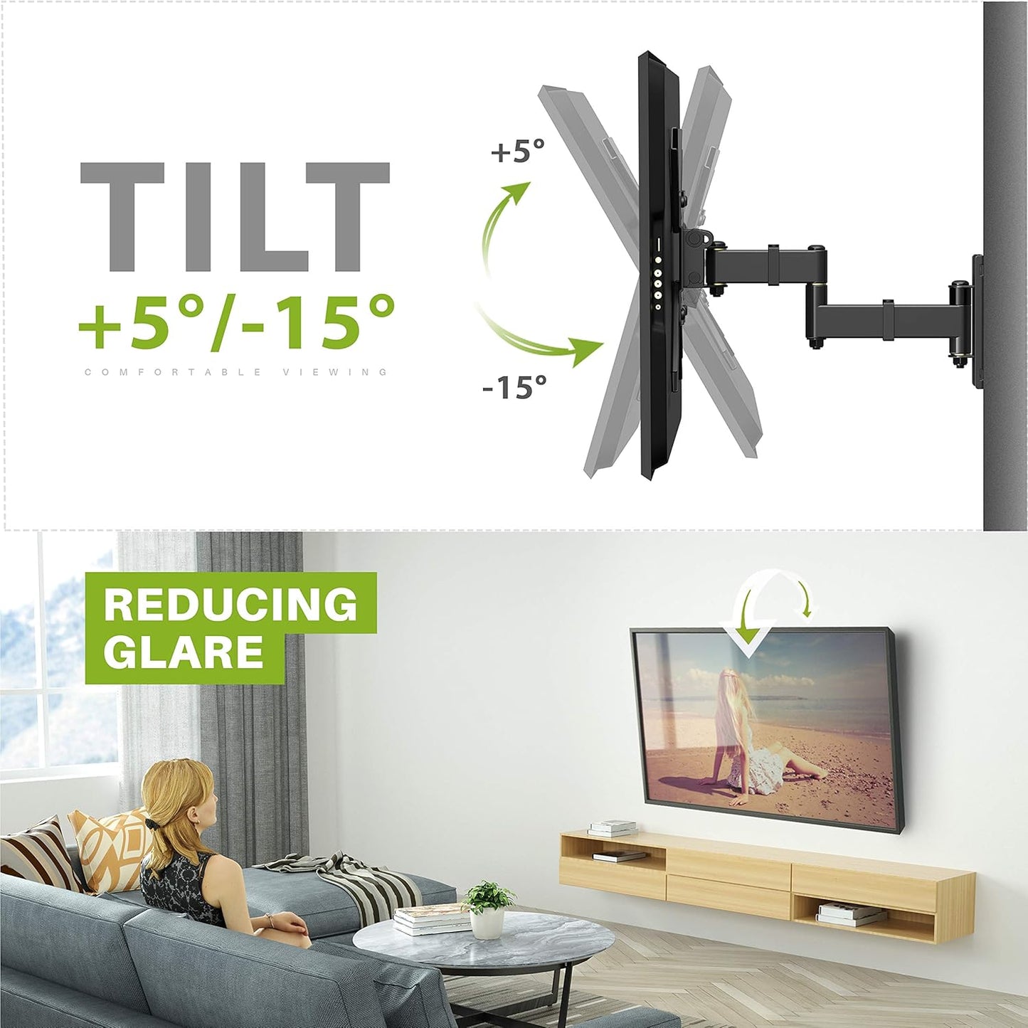 USX MOUNT Full Motion TV Wall Mount - Swivel & Tilt Articulating Arms for 13-32 Inch Screens | VESA 200x200mm, 44 lbs Capacity