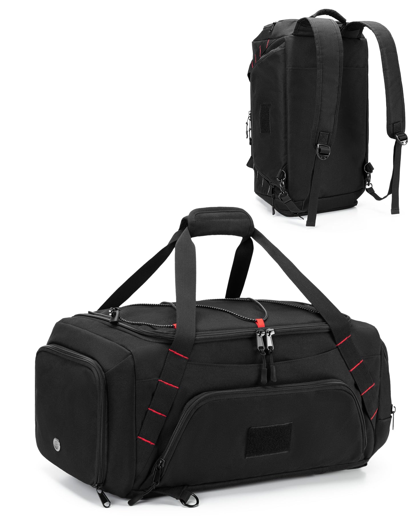 Smasrob 26L Gym Duffle Bag with Backpack Straps, Shoe Compartment and Wet Pocket, Small Duffle Bag for Travel and Sports, Black
