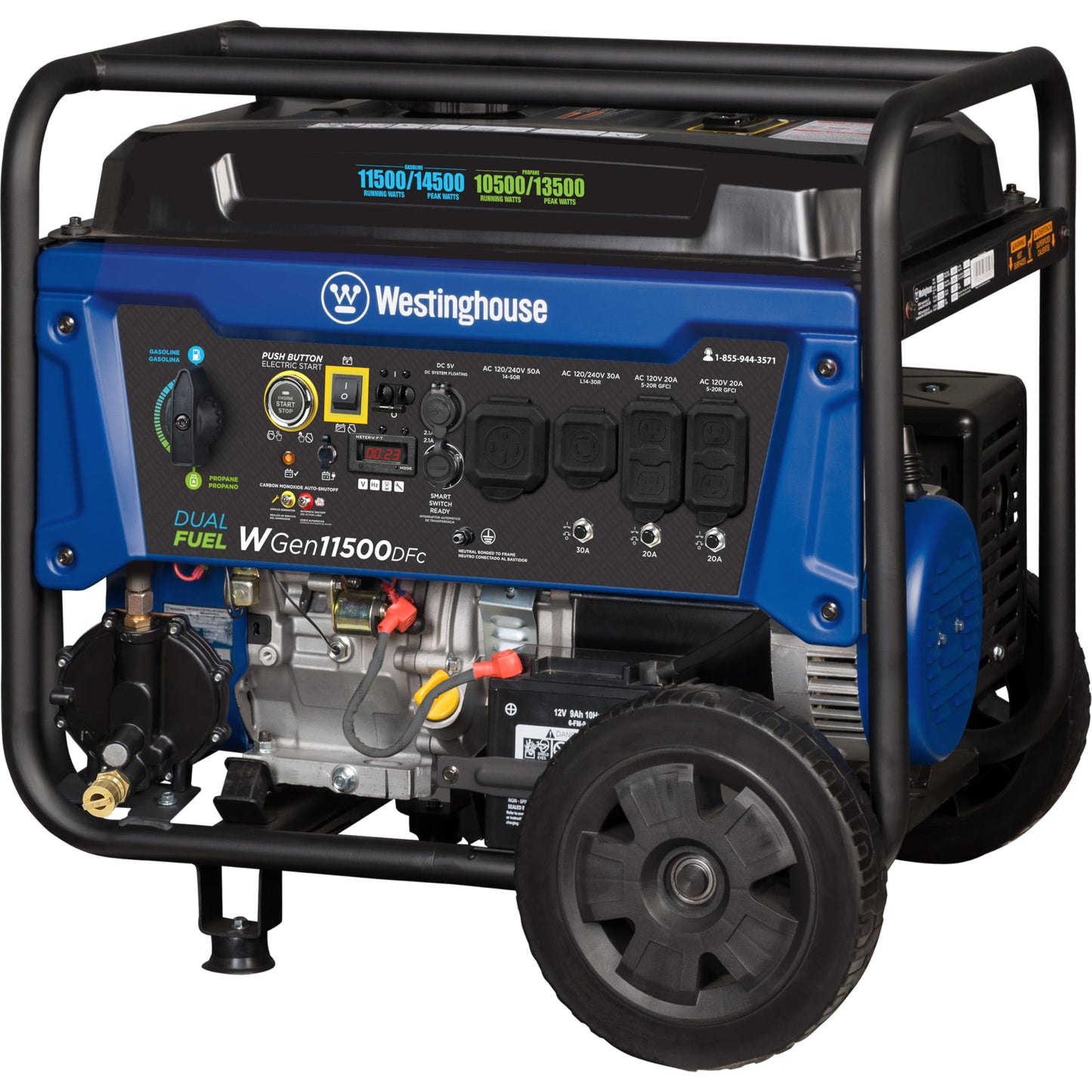 Westinghouse Outdoor Power Equipment 14500 Peak Watt Dual Fuel Home Backup Portable Generator, Remote Electric Start, Transfer Switch Ready, Gas and Propane Powered