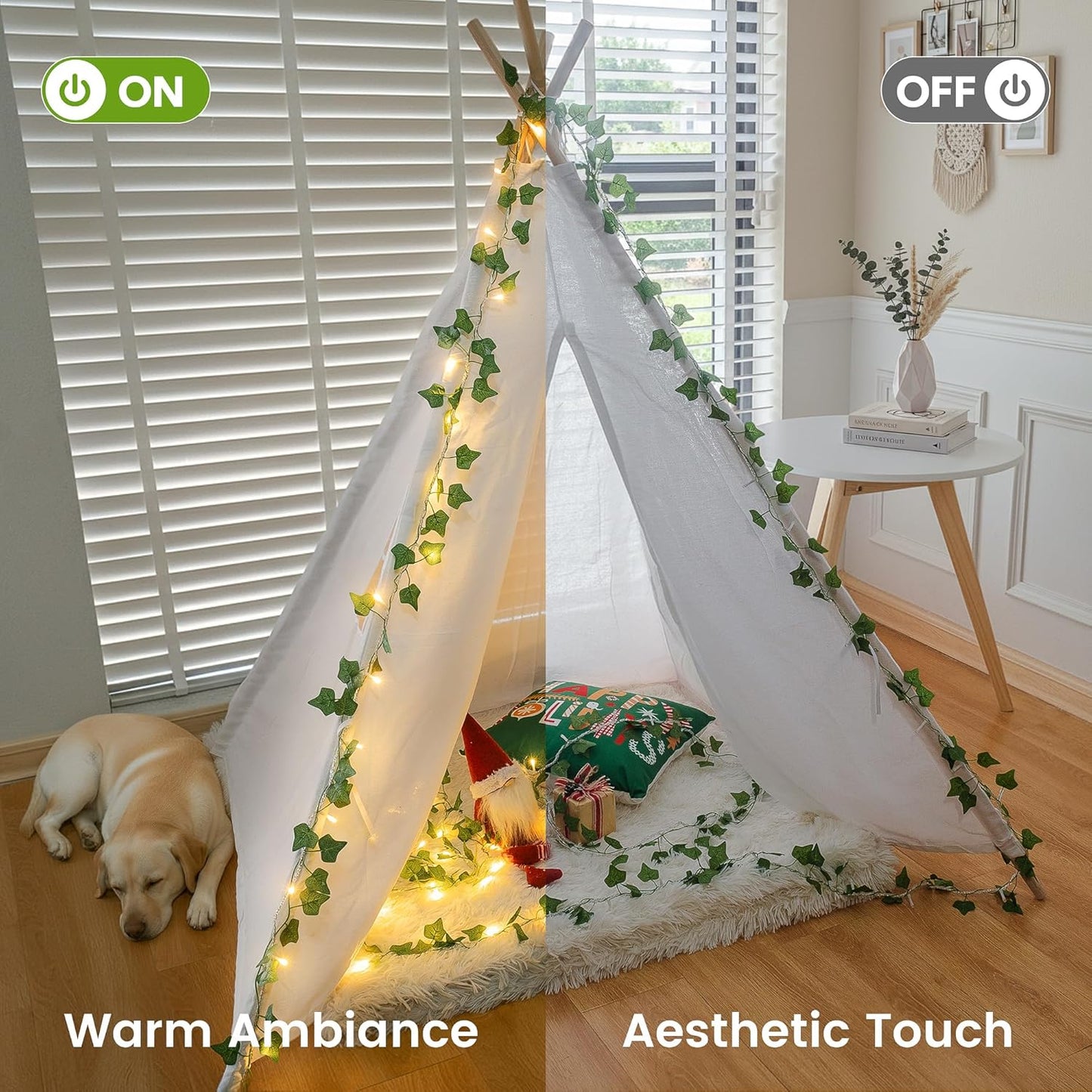 Skiennix Ivy Leaf Fairy Lights - 23 FT 73 LED Indoor String Lights for Bedroom & Party Decor | Warm White