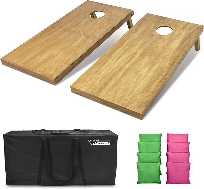 GoSports 4 ft x 2 ft Regulation Size Wooden Cornhole Boards Set - Includes Carrying Case - Full Regulation Size Bean Bag Toss Boards