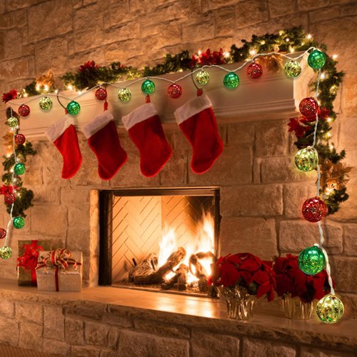 iShabao Battery Operated Christmas Light 13.5ft 20 LED with Timer & 8 Modes Waterproof Christmas Ball Ornaments String Lights for Xmas Tree Wreath Bush Party Home Garden Indoor Decor