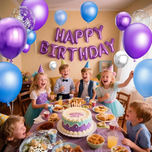 68Pcs Party Balloons Kit - Pearl Light Blue & Metallic Purple Snowflake Balloons for Winter Theme Celebrations