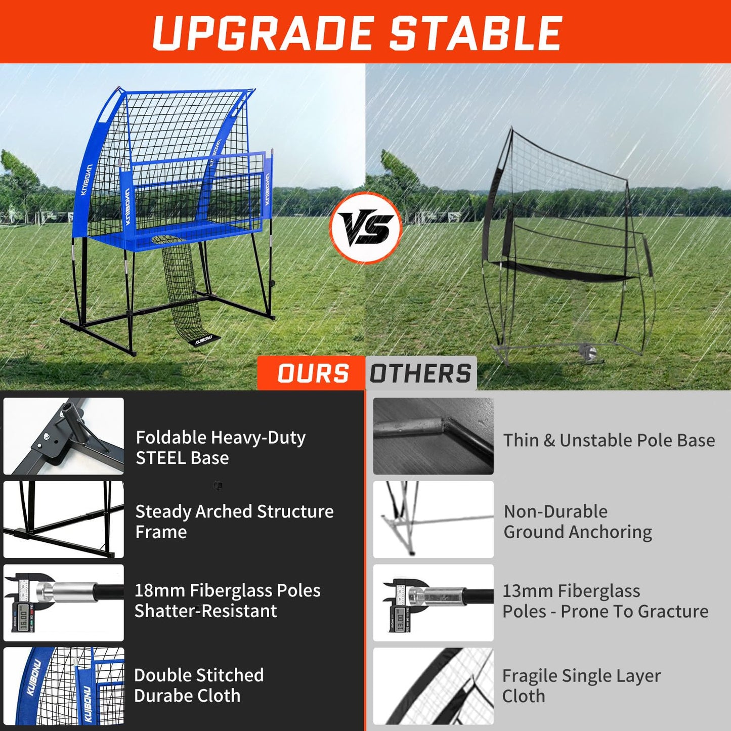 KuiBonu Volleyball Training Net System, Volleyball Training Equipment with Freely Height-Adjustable for Backyard, Volleyball Practice Net for Serving Setting Spiking, Includes Ball Kit and Carry Bag