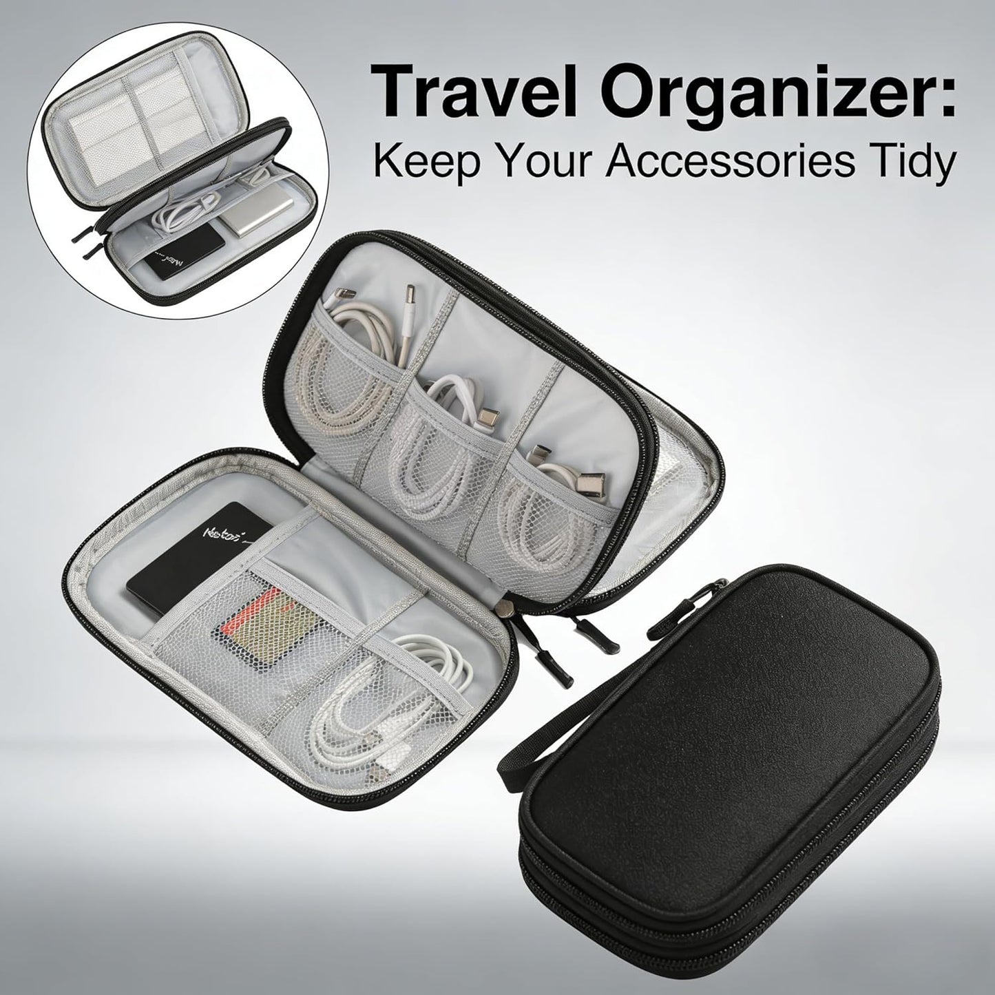 vigorm Travel Storage Box - Hard EVA Protective Cover for Mobile Power Bank, Charger, Cable, Phone and Accessories