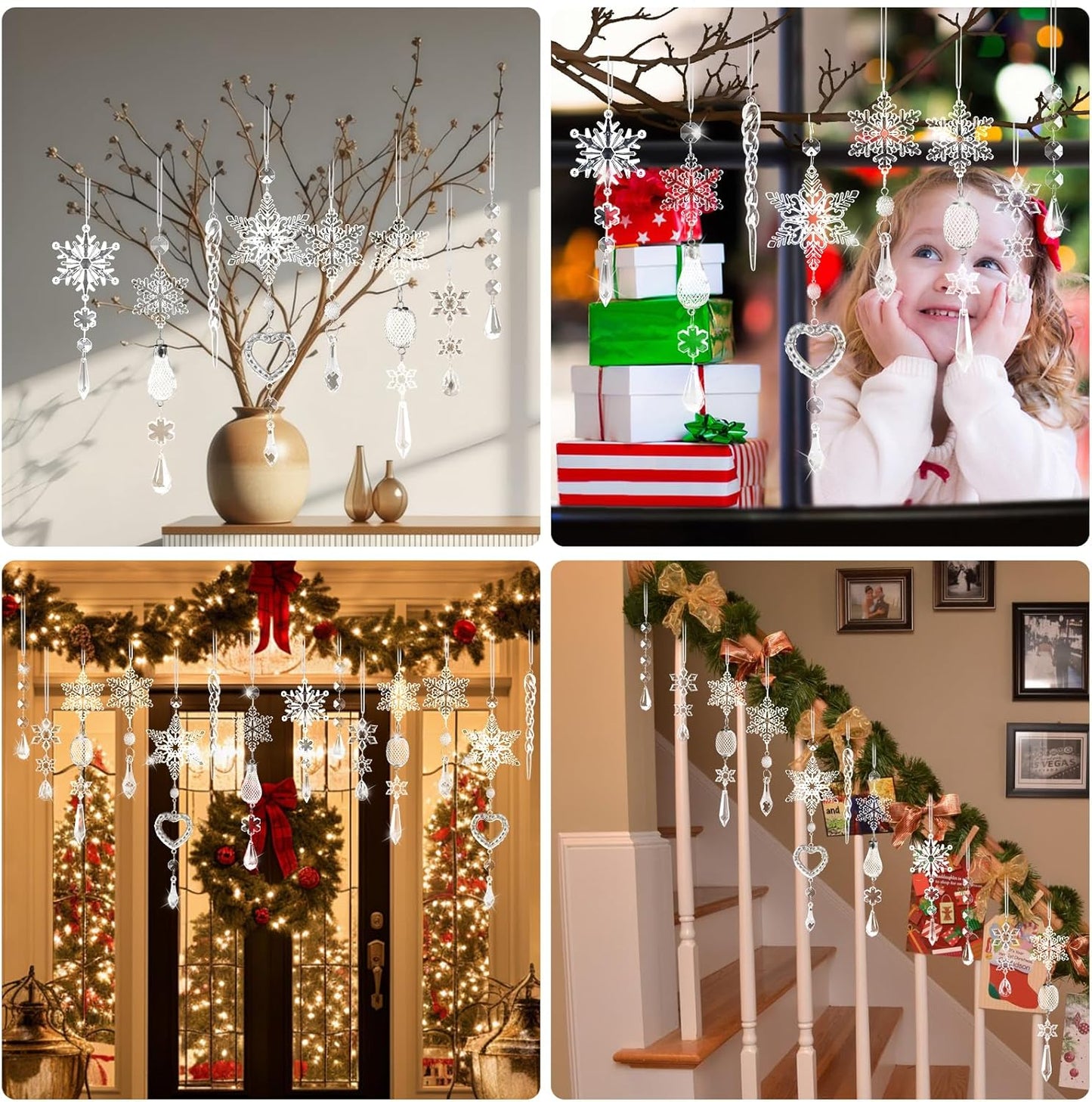 Skiennix Crystal Ornaments - 21pcs Sparkling Snowflake Christmas Tree Decorations | Holiday Home Decor