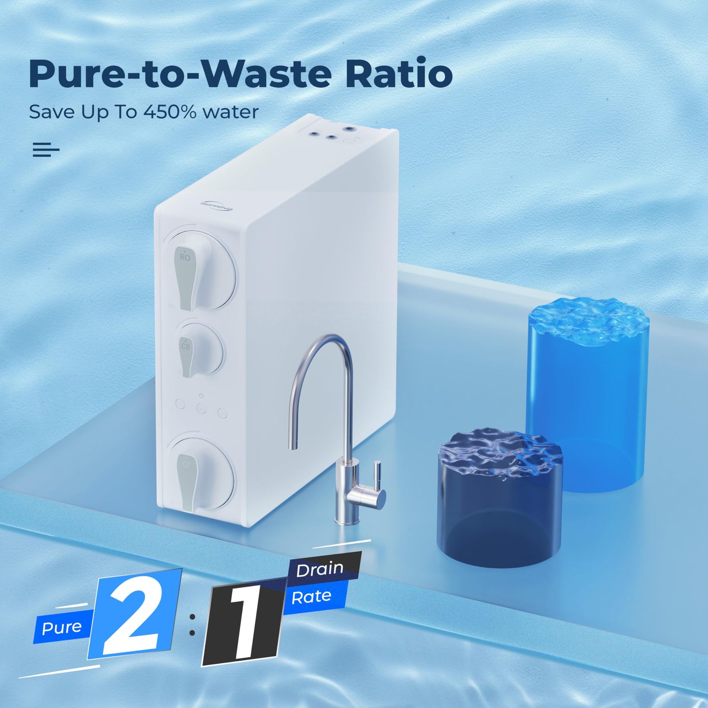 iSpring RO500-BN, NSF Certified Tankless RO Reverse Osmosis Water Filtration System, 500 GPD Fast Flow, Brushed Nickel Faucet, 2:1 Pure to Drain Ratio, White