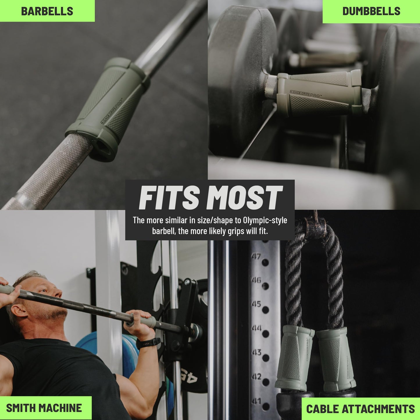 N-Gage Grips PRO – Patented Angled Barbell Thick Grips for Joint Support & Muscle Activation – Ergonomic Bar Attachments for Strength Training - Gym Accessories Manufactured in the USA (1 Pair)
