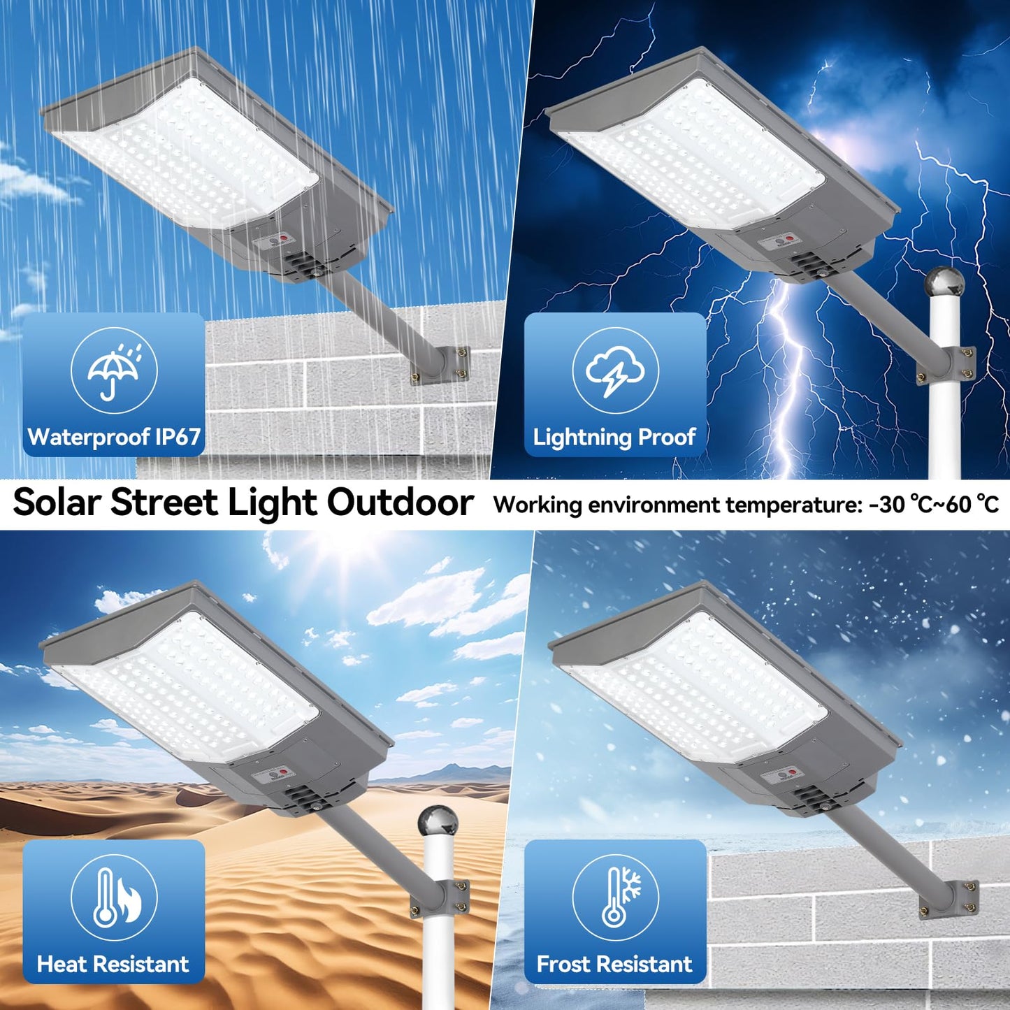 10500W Solar Street Lights Outdoor, 650000LM 7000K Solar Parking Lot Lights Dusk to Dawn 40000mAh IP67 Waterproof Pole Security Flood Lamps with Motion Sensor and Remote for Yard, Garage, Driveway