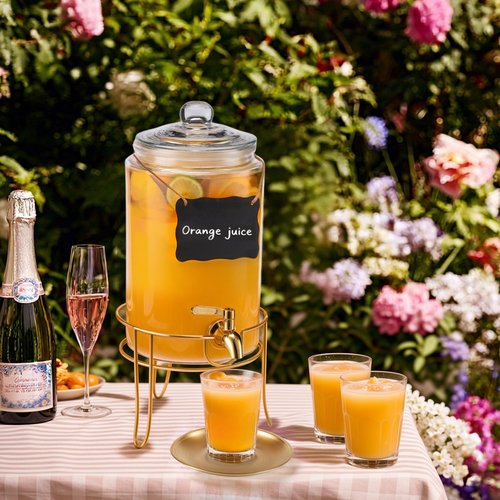 1 Pack1 Gallon Glass Drink Dispensers For Parties.Beverage Dispenser,Glass Drink Dispenser With Stand