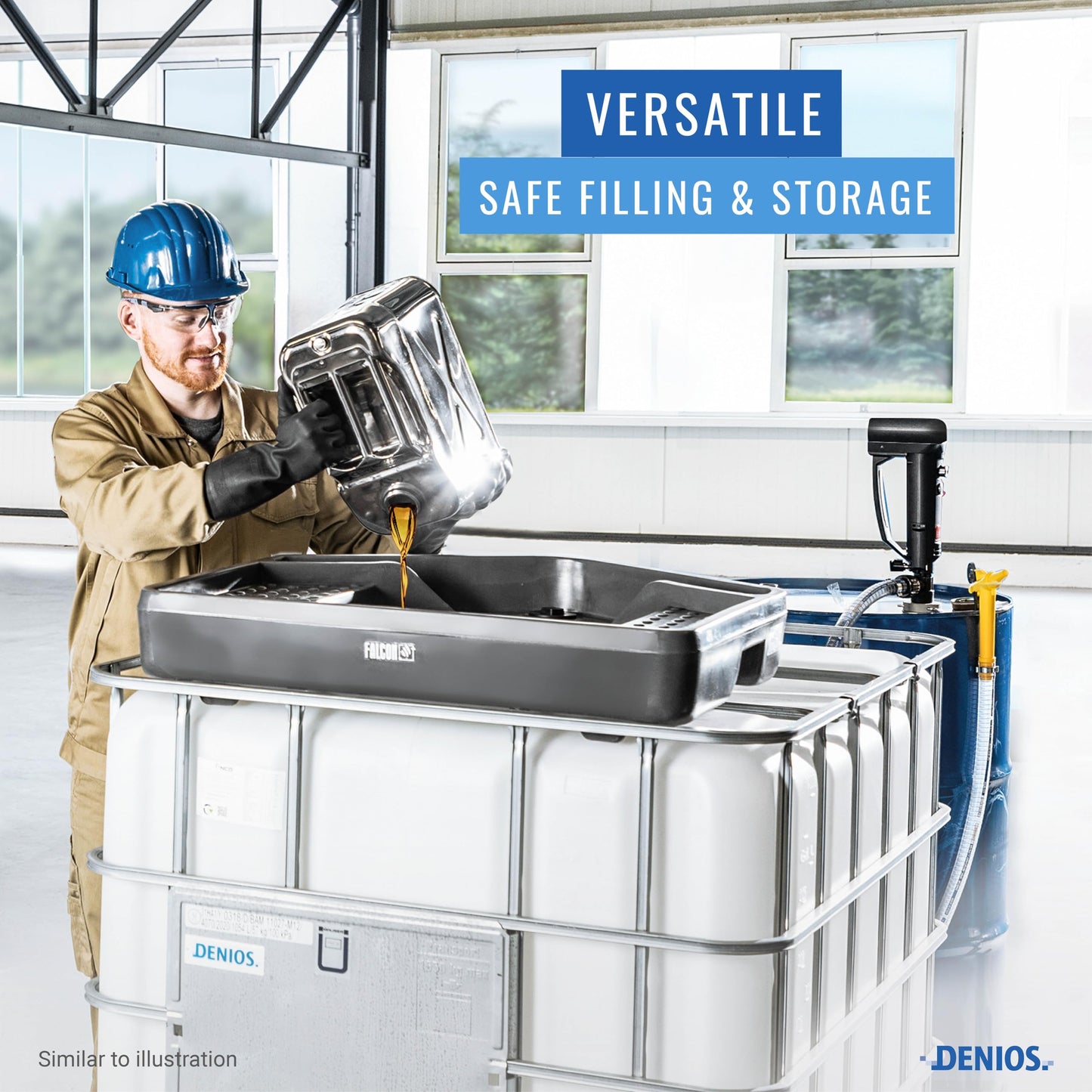 DENIOS® IBC Tote Funnel - 49.5"x42"x5" | Extra Large Funnel | Wide Mouth for IBC Totes | Perfect for Fast, Spill-Free Liquid Transfer | Heavy-Duty Large | Black | IBC Tote NOT Included