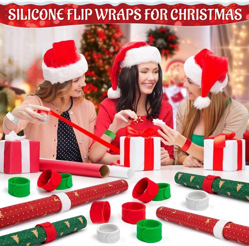 LBSXQGS Holiday Wrapping Paper Holder - 24Pcs Red, Green & White Storage Solution for Christmas Gifts