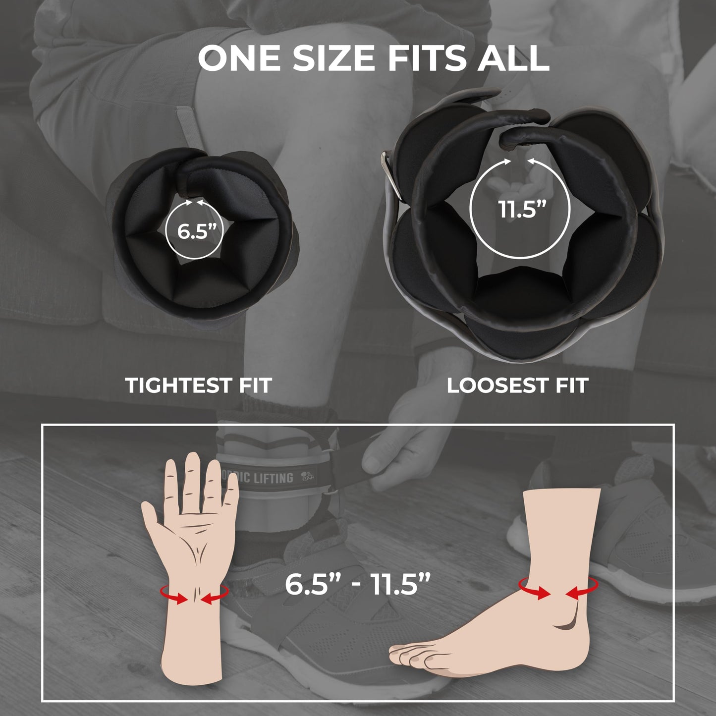 Nordic Lifting Adjustable Ankle Weights for Women & Men – 1 Pair (2–10 lbs) Wrist, Arm & Leg Weights for Gym, Yoga & Home Workouts – Secure Fit Strap Design – Durable Fitness Training Equipment