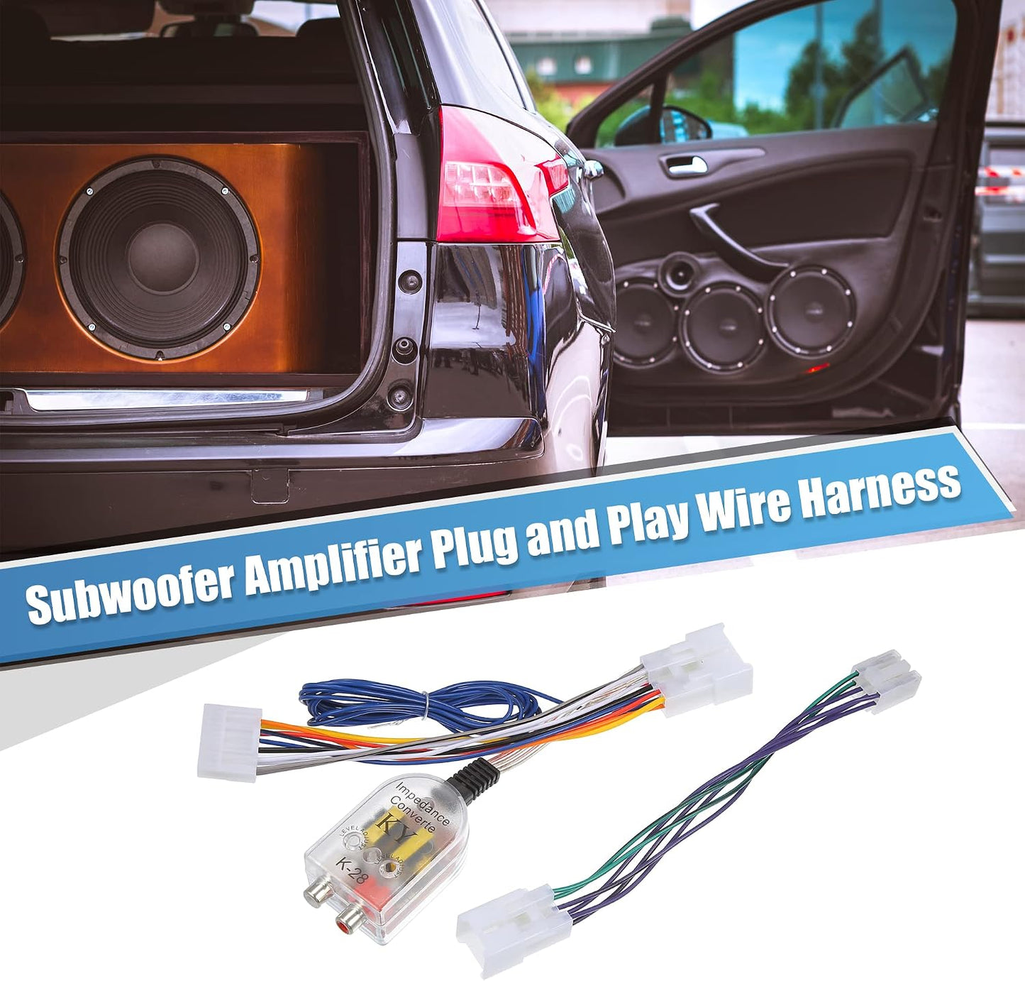 X AUTOHAUX 1 Set 1987-1995 Radio Amp Subwoofer Amplifier Plug Play Wire Wiring Harness Adapter Inline Converter
