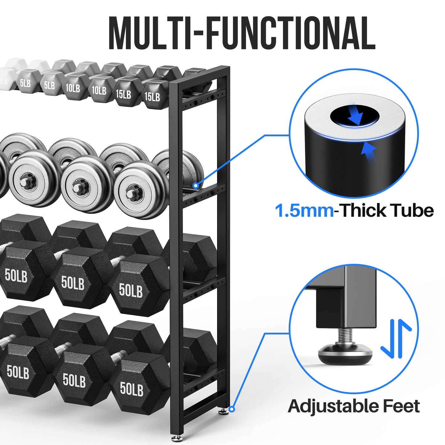 4 Tier Dumbbell Rack, Weight Rack for Home Gym, 1100 lb Capacity