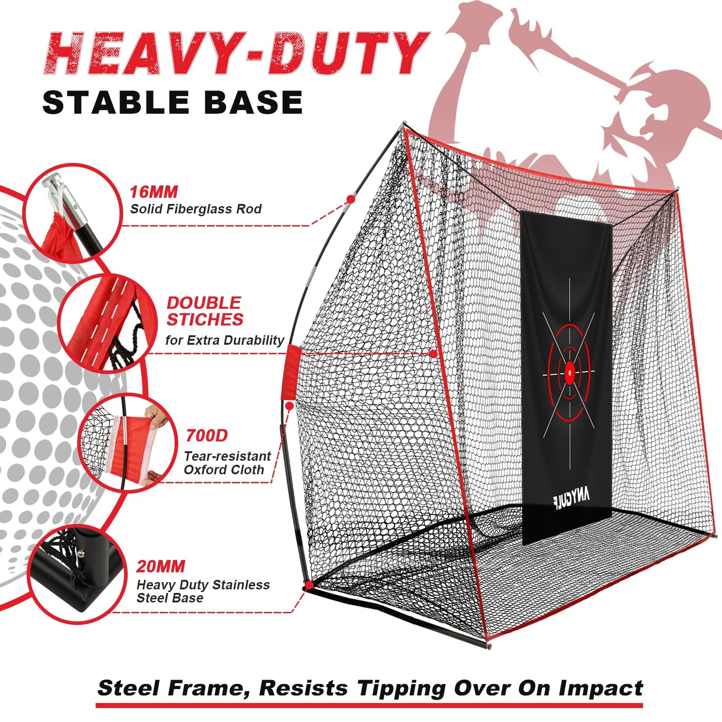 Pro Golf Net, 10x7ft Heavy Duty Golf Practice Net with Mat, Outdoor Indoor Hitting Nets with Noise Reduce Silk Target for Backyard Driving Chipping/Garage Training, Christmas Golf Gifts for Men Boys