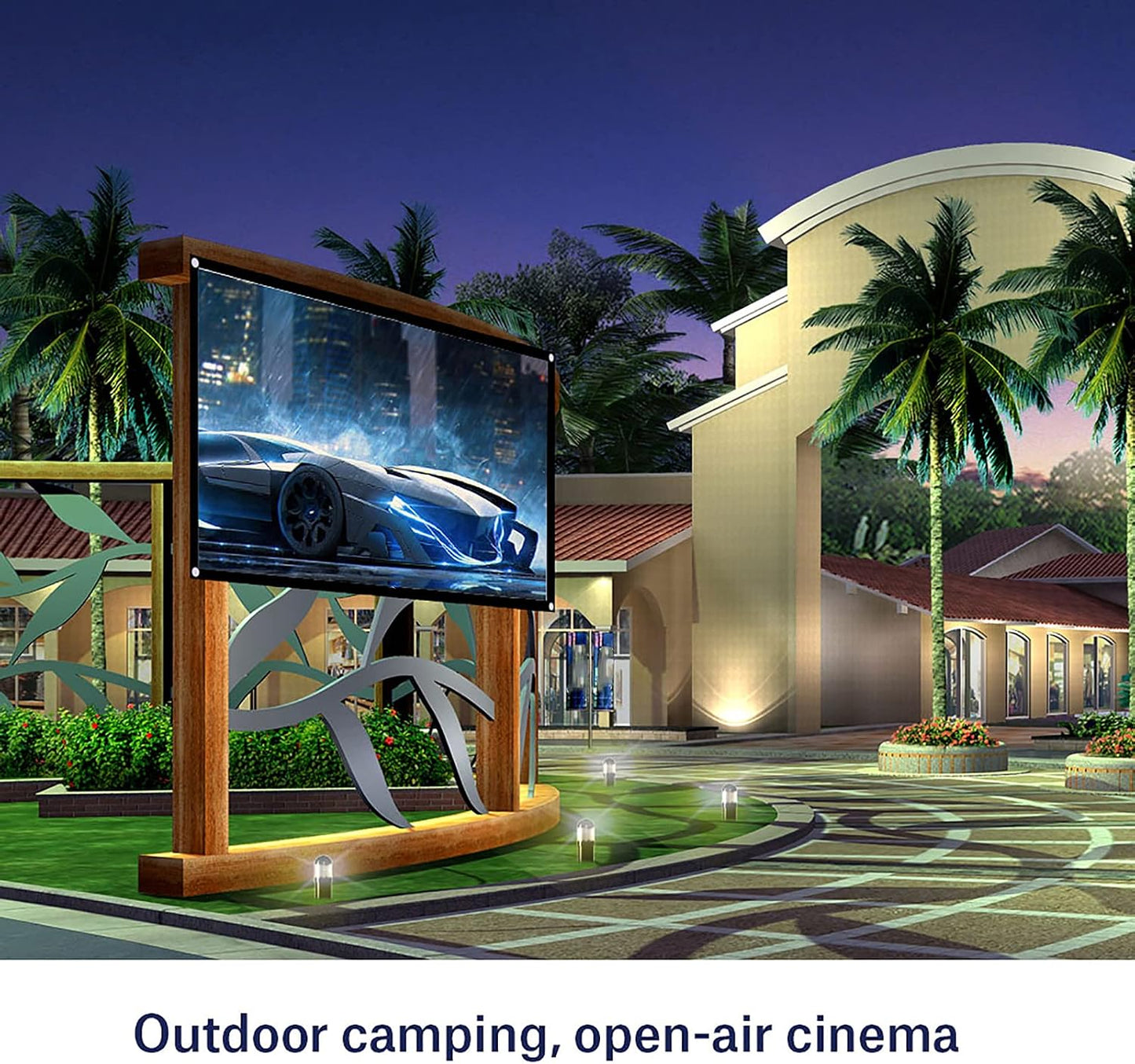 DAUERHAFT 16 9 Holes(60 inches) : Projection Screen, Foldable Portable Projector Movies Screens for Home Theater