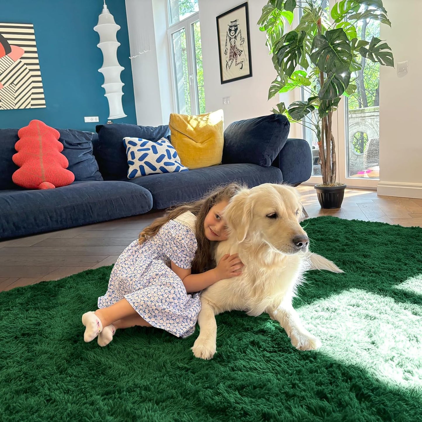 OLANLY Runner Rugs - Soft, Machine Washable Shaggy Carpet for Hallways & Bedrooms | Dark Green 2x5 ft