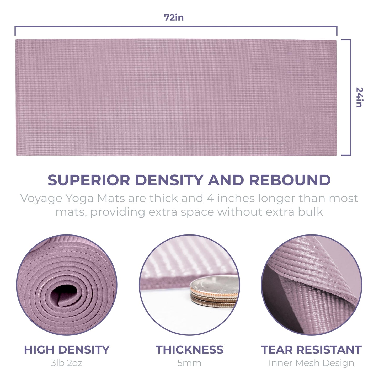 Sunshine Yoga Voyage Yoga Mat, 6 Pack, 72" x 24" Professional Studio and Gym Bulk Yoga Mats, 5mm Thick, Durable, Anti-Tear, Non Slip Fitness and Exercise Mats, Calm Studio Assorted