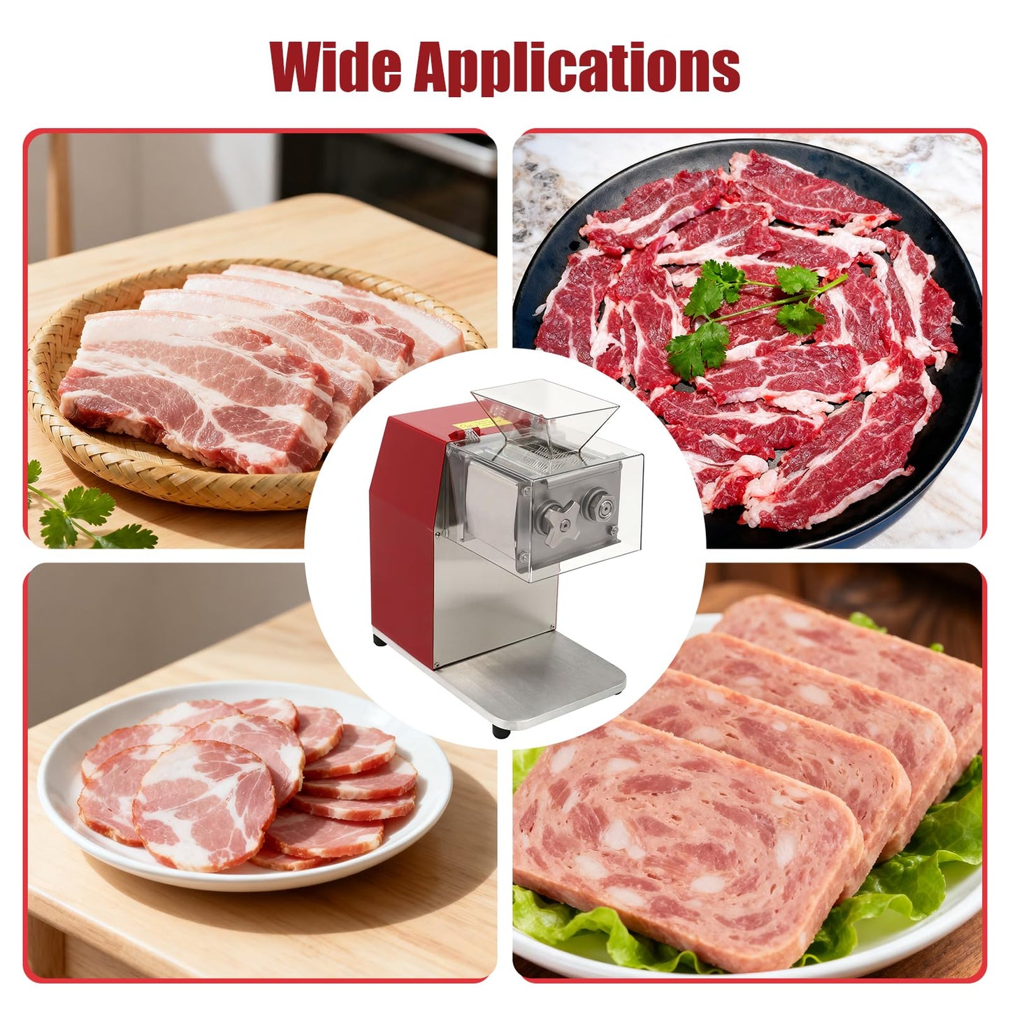 Bepritm Electric Meat Cutter Machine, 1100W Meat Shredding Machine with Cover, Commercial Stainless Steel Meat Slicer Shredder Restaurant for Home Kitchen,Restaurant,Supermarket