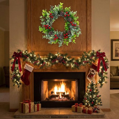 Beavorty Eucalyptus Leaves Wreaths - 2-Piece Candle Rings for Holiday Decor | Winter Centerpiece
