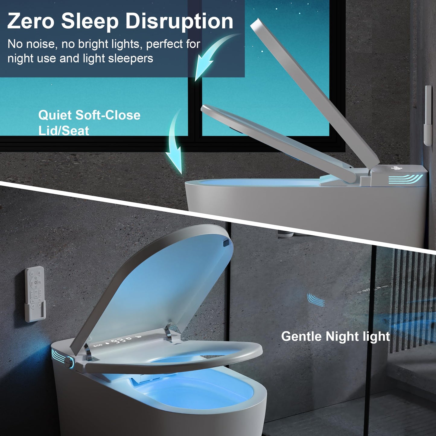 Smart Toilet with Bidet Built in, Elongated Toilet with Heated Seat, Dryer, Auto-Lift Lid, Soft Close, Electric Tankless Toilets for Bathroom with Auto Flush 1 GPF, MAP 1000g
