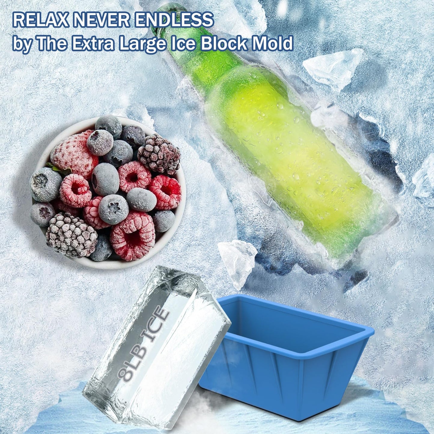 Extra Large Ice Cube Molds 2Pack 16LB Silicone Large Ice Cube Molds for Cold Plunge Tub,Reusable Ice Cube Trays for Freezer,Ice Block Molds for Home Ice Bath,Cold Plunge Accessories,Ice Bath Chiller