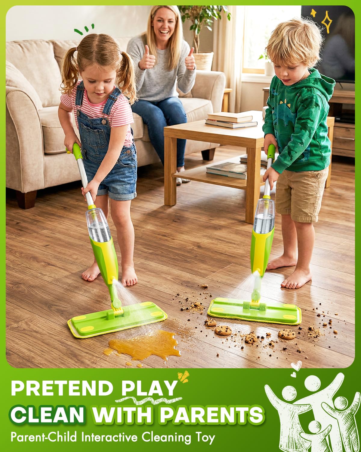 Toddler Spray Mop-Montessori Toys Mini Size Cleaning Mini Mop that Really Spray -Kid Pretend Play Toys Gift for Toddlers Girls Boys