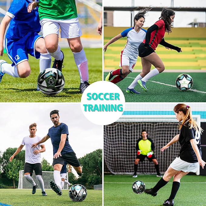 Youth Soccer Ball Size 4, Kids Outdoor Play Game Training Practice Soccer Ball for Teen Boy Girl Indoor Outdoor with 1 Pump 1 Net Bag and 1 Gift Box