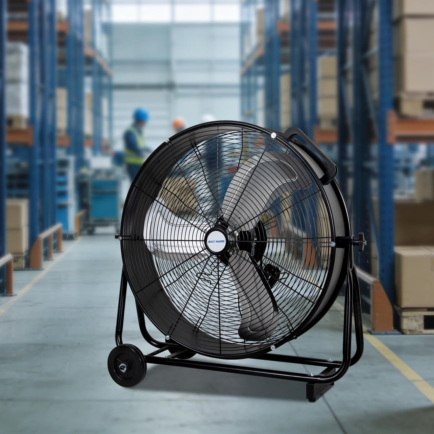 BILT HARD 24" 8100 CFM High Velocity Drum Fan, 3 Speeds Heavy Duty Tilt Metal Floor Shop Fan, Commercial Industrial Use for Garage, Factory, Warehouse, Black