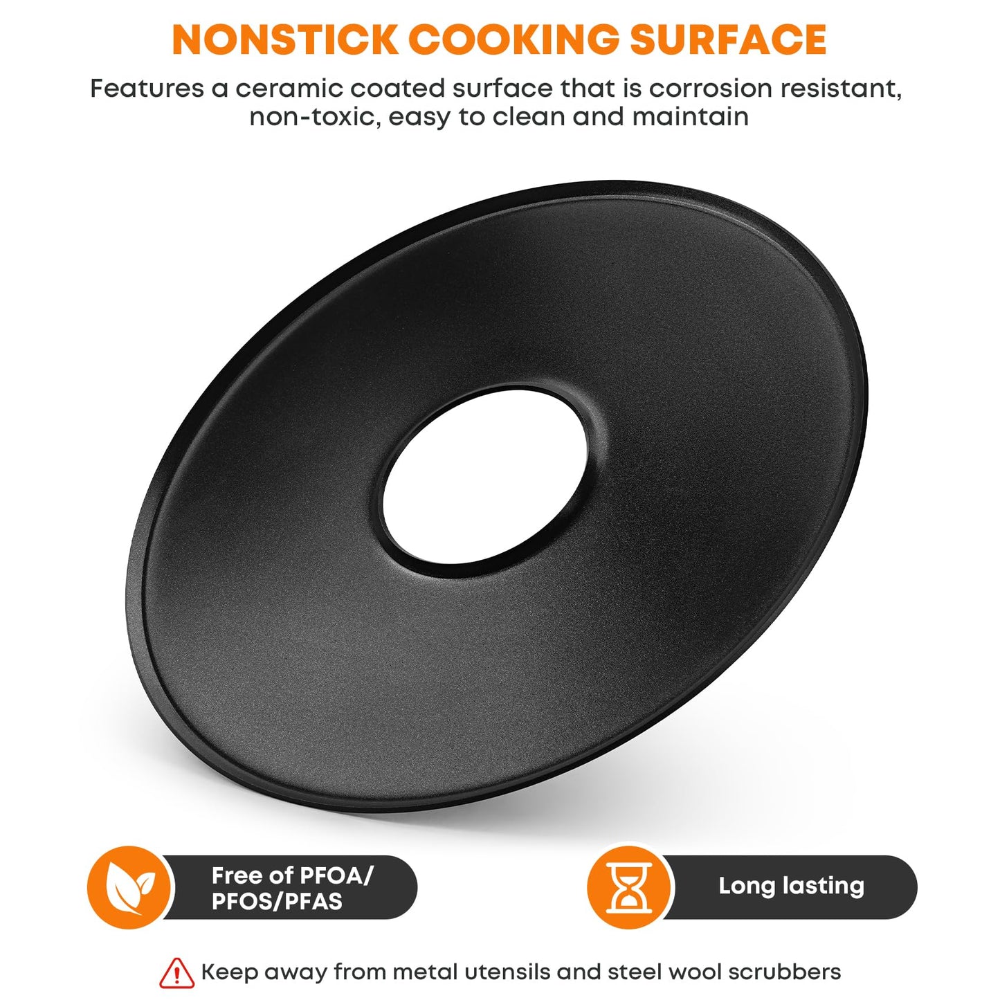 Stanbroil Round Griddle Insert for Weber 22" Kettle Charcoal Grill, Nonstick Coating Flat Top Griddle Plate, 22 Inch Kettle Grill Accesories, Black
